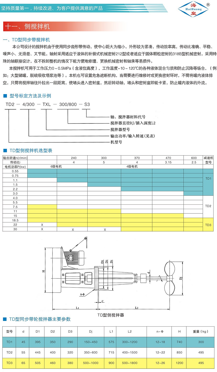 TD型帶傳動側(cè)入式攪拌機